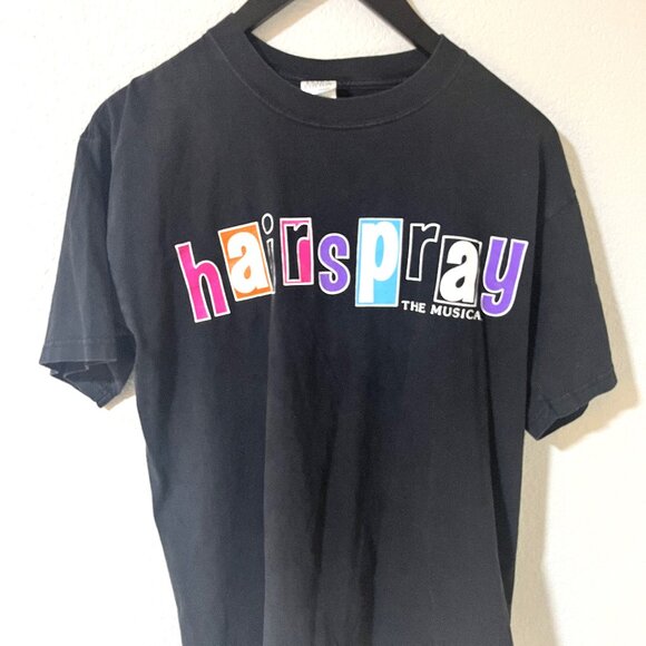 Vintage HAIRSPRAY The Broadway Musical Black Tee Shirt Size Large - Picture 1 of 5